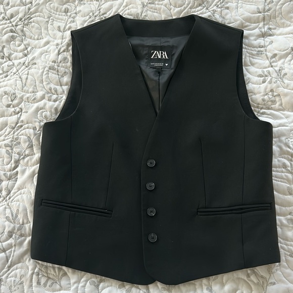 Zara Button Down Tuxedo Style Vest - Picture 2 of 4